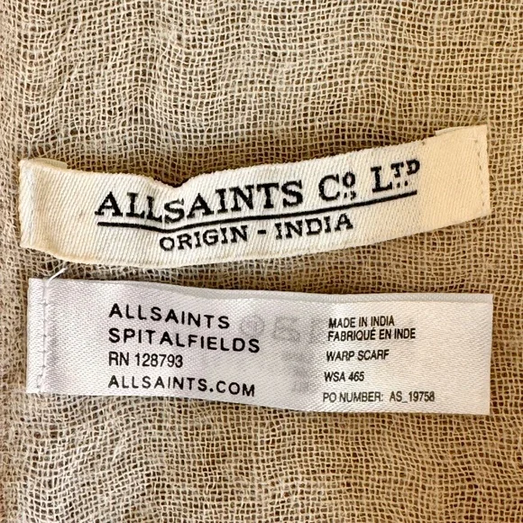 AllSaints Spitalfields Wool Wrap Scarf, NWOT - Picture 5 of 5